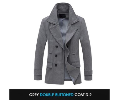 Grey Double Buttoned Coat D-2